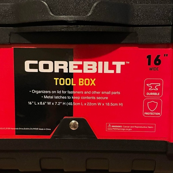 Corebilt 16" Red and Black Wide Tool Box - Picture 7 of 7